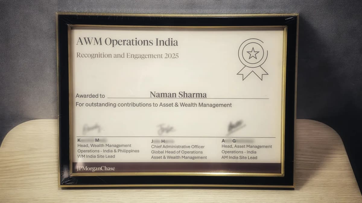 AWM Operations India Recognition & Engagement 2025 — Naman Sharma